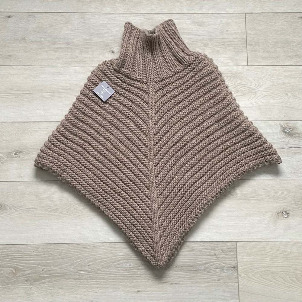GELSO BIANCO Italy Wool Alpaca Poncho Sweater Taupe One Size
